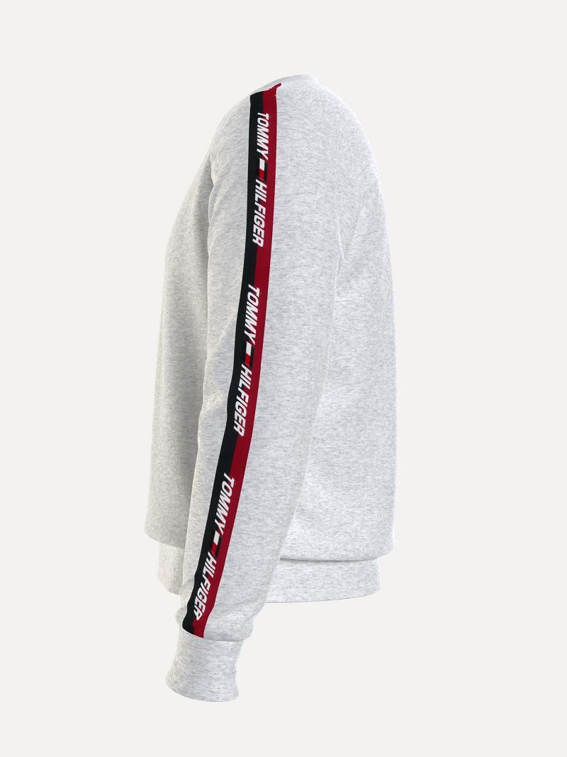 Férfi Tommy Hilfiger Organic cotton performance logo tape Pulóverek Szürke | HU 915ILH